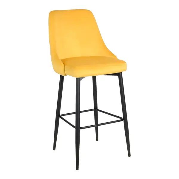 Scaun de bar Zedna, catifea si metal, 52x57x111 cm