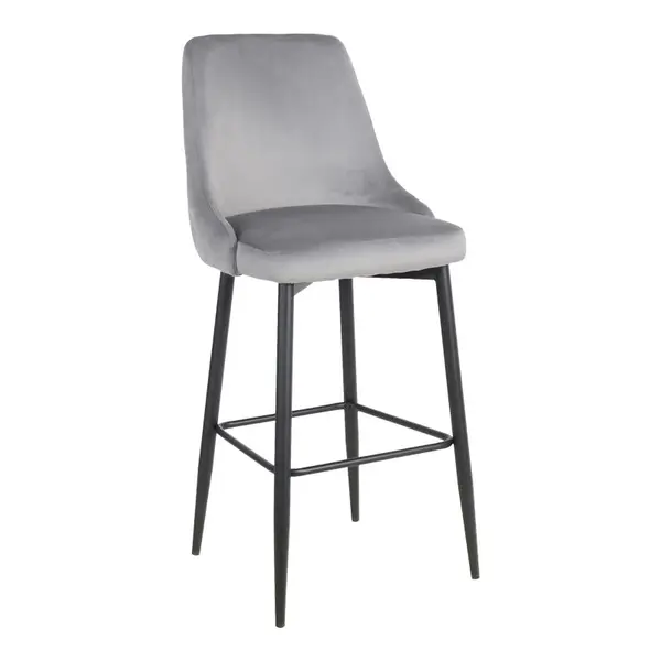 Scaun de bar Zedna, catifea si metal, 52x57x111 cm