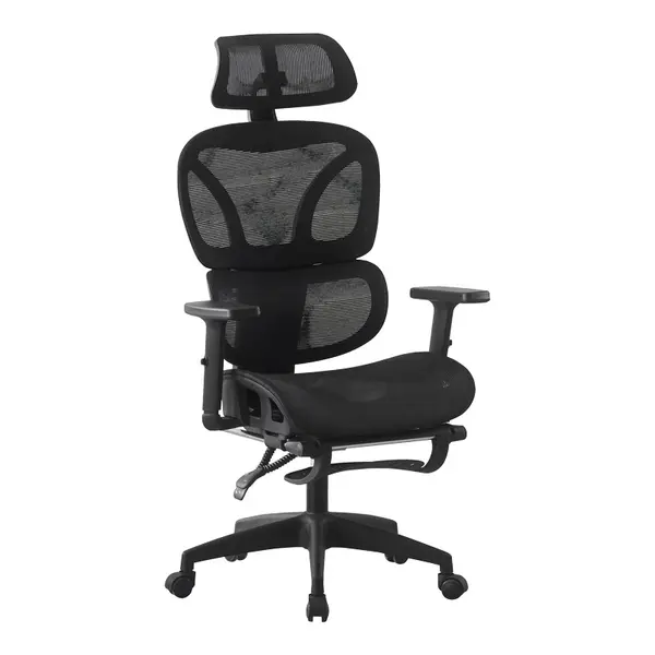 Scaun de birou cu suport picioare, Corus, Pako, Negru 62x69x135 cm