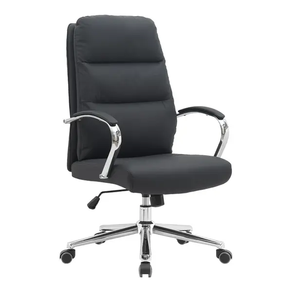 Scaun de birou directorial, Normie, Negru, 58x65x111 cm
