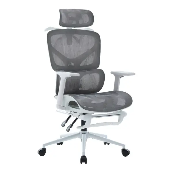 Scaun de birou directorial Vigo, Gri - Alb, 52x70x124 cm