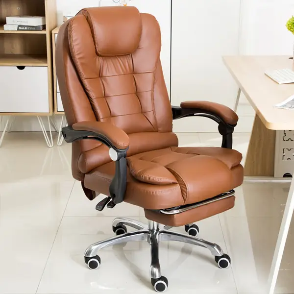 Scaun de Birou Ergonomic Directorial, Piele Ecologică, Recliner și Suport pentru Picioare