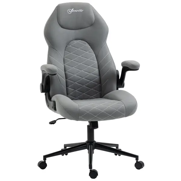Scaun de birou ergonomic Vinsetto, înălțime reglabilă, 65.5x69.5x112-122 cm, Gri deschis | Aosom Romania