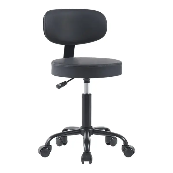 Scaun de birou Mafeshi cu rotile din piele ecologica pe, neagra, 45x44x70-82 cm