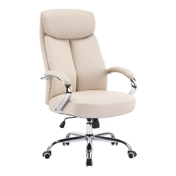 Scaun de birou Manager Venza bej din poliuretan, 70x65x117-124 cm