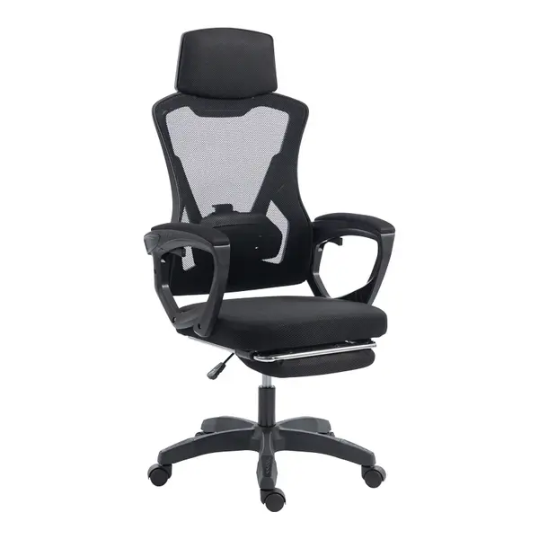Scaun de birou managerial Meton, Negru, 48x60x128 cm