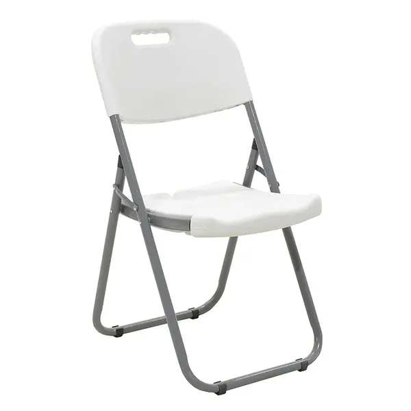 Scaun de camping pliabil comercial Edison cu si armat, alb, 45x50x88 cm