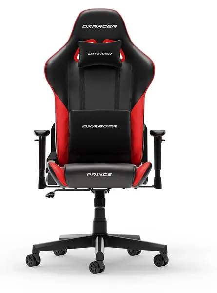 Scaun de gaming DXRacer - Prince L PVC Leather, negru/rosu