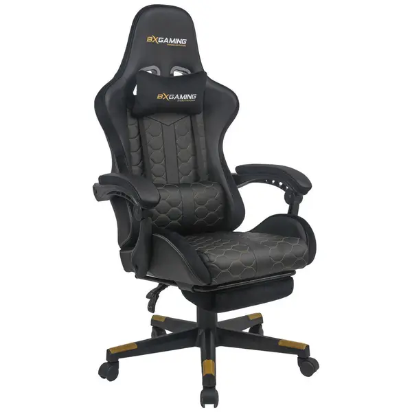 Scaun De Gaming, imitație piele, catifea, negru