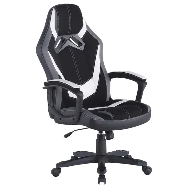 Scaun De Gaming, imitație piele, microfibră, gri, negru, alb