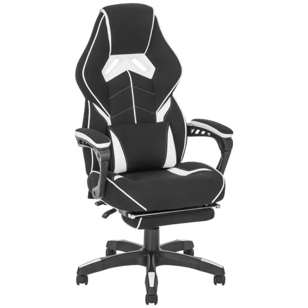 Scaun De Gaming, imitație piele, microfibră, material nețesut, negru, alb