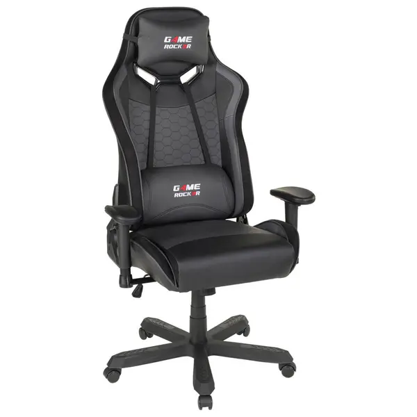 Scaun De Gaming, imitație piele, microfibră, negru