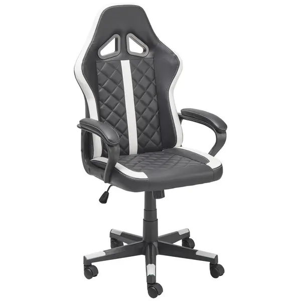 Scaun De Gaming, imitație piele, negru, alb