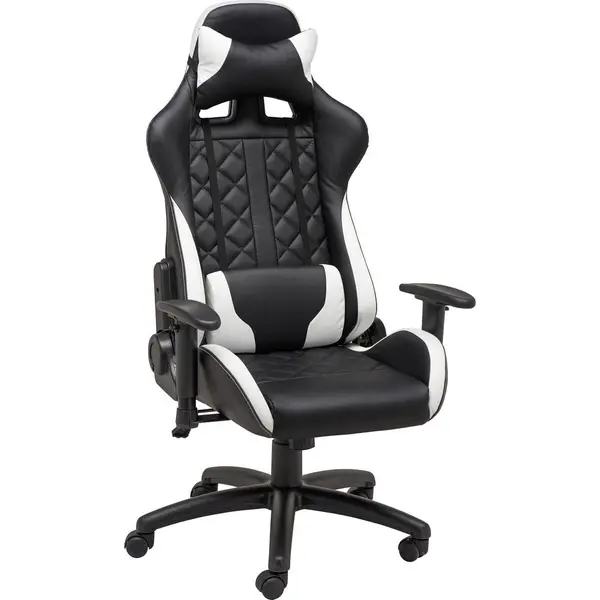 Scaun De Gaming, imitație piele, negru, alb