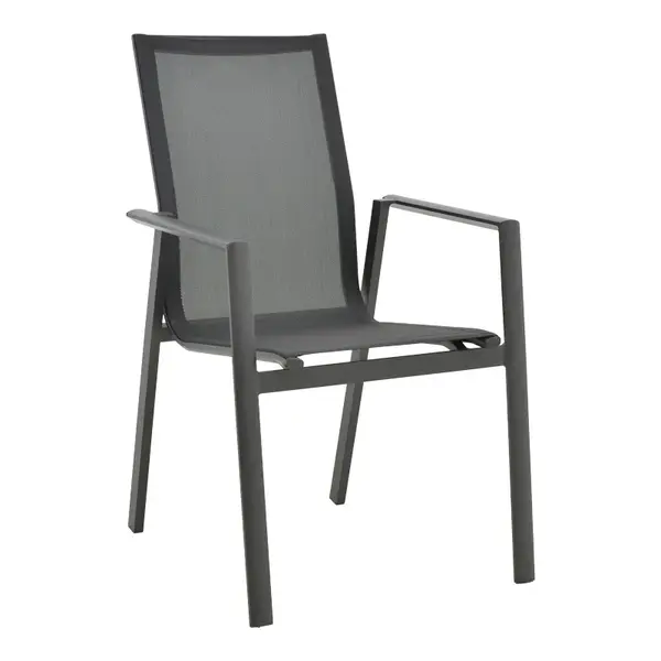 Scaun de gradina Dashiell pakoworld metal negru textilene negru 57x71x93cm Scaun de grădină Dashiell pakoworld metal negru textilene negru 57x71x93cm