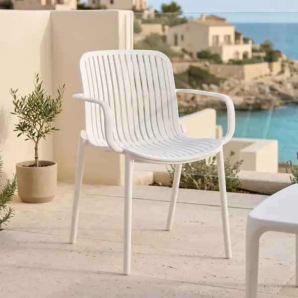 Scaun de gradina Stivuibil, Teragi, Alb, 57x59x82 cm
