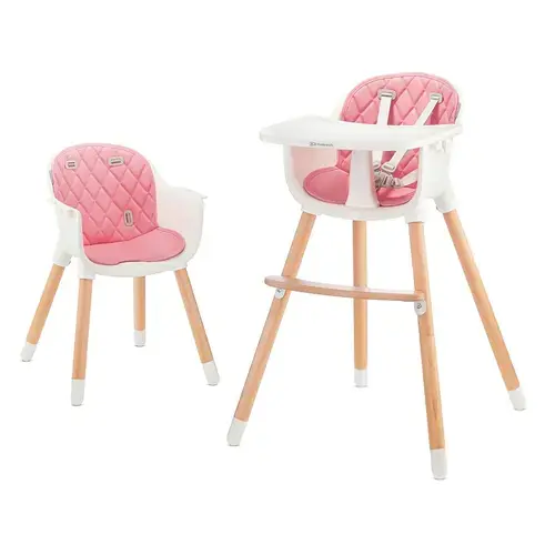 Scaun de masa 2 in 1 Kinderkraft Sienna, tava detasabila, centura in 5 puncte, Roz