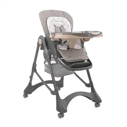 Scaun de masa Bellissimo, reglabil multiple pozitii, 4 Roti Pivotante Duble, Prindere in 5 puncte, Separator pentru picioare, cu 2 Tavite detasabile, Almond Beige