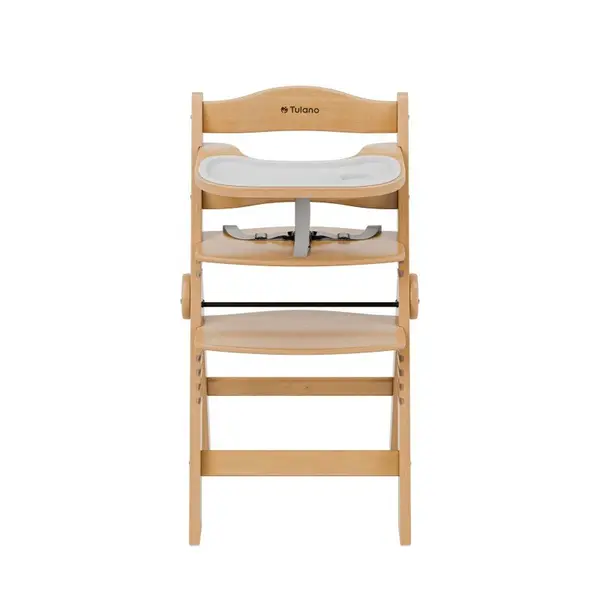 Scaun de masa copii multifunctional 4-in-1 Tulano Morsel 45 Natural structura din lemn rezistent,pliabil,9 nivele de inaltime ,tavita dubla,recomandat 6luni-12 ani,greutate admisa 40 kg