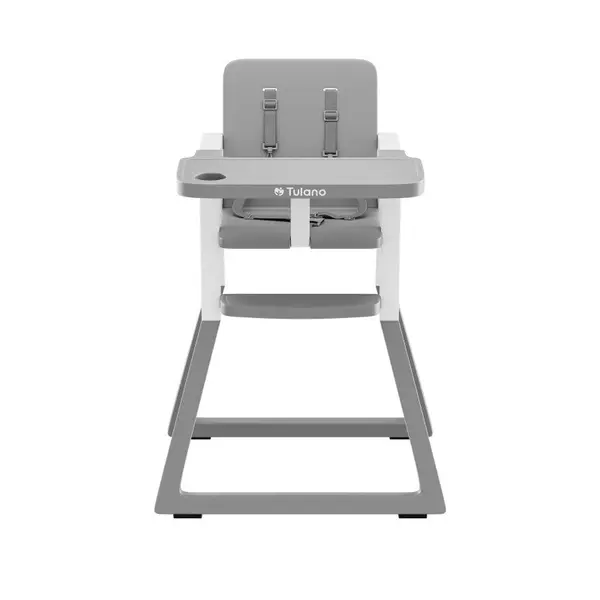 Scaun de masa copii Tulano Morsel 25 GreyWhite pliabil ultra compact 9cm,tavita reglabila,centuri de siguranta,greutate admisa 15 kg
