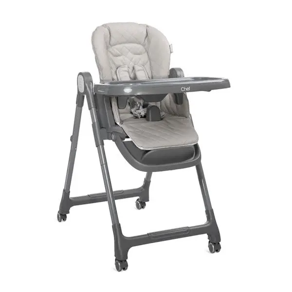 Scaun de masa inalt pentru copii Lorelli Chef Beige Leather 3 in 1, reglabil in mutiple pozitii, dotat cu roti si suport pentru picioare