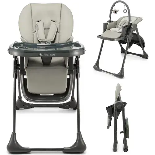Scaun de masa Kinderkraft Tummie, reglabil, greutate maxima suportata15 Kg, Gri