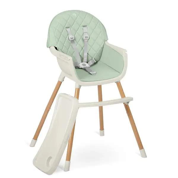 Scaun de masa multifunctional 3in1 pentru copii cu masuta reglabila si detasabila,husa din PU usor de curatat,suport picioare,transformabil in scaunel clasic Nukido Lilo Green