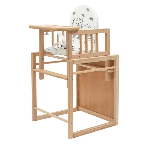 Scaun de masa, New Baby, 2 in 1, Transformabil in masuta si scaun, Din lemn, Inaltime 93 cm, Jerry
