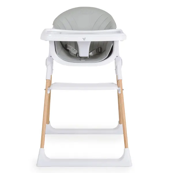 Scaun de masa pentru copii Cangaroo Almond Grey,husa din piele ecologica usor de curatat,structura metalica stabila,picioare antiderapante,pliere compacta,centura de siguranta si protectie antialunecare,suport picioare