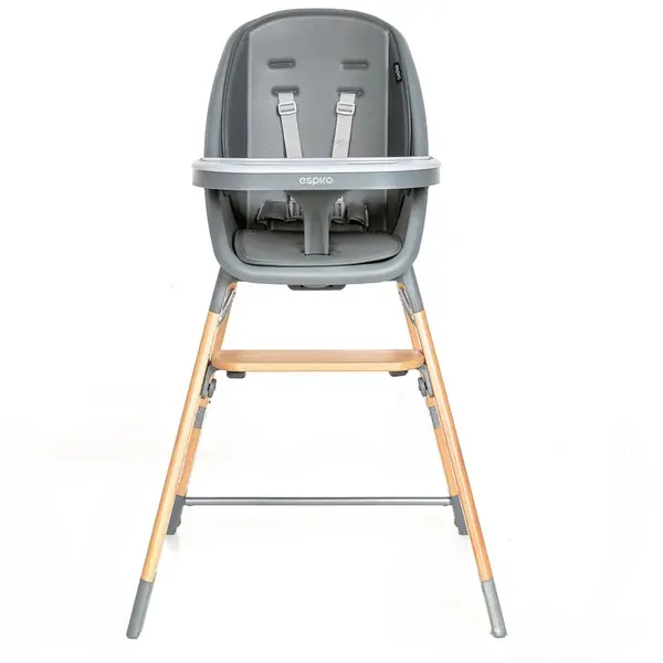 Scaun de masa pentru copii Espiro Sense gri 4 in 1 multifunctional, cu suport pentru picioare reglabil pe 3 niveluri si tavita detasabila