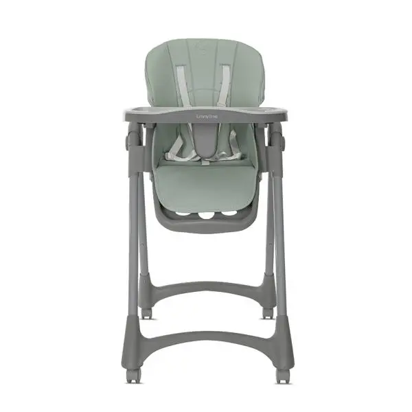 Scaun de masa pentru copii Lorelli Tummy Time Green reglabil in multiple pozitii, roti din silicon, 2 tavite detasabile, centuri de siguranta, suport pentru picioare