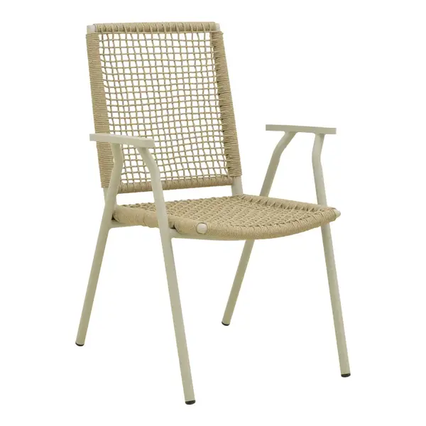 Scaun de relaxare stivuibil Weave Pakoworld, aluminiu in bej - impletit cu sfoara in nuanta naturala 57x63x86cm Scaun de relaxare stivuibil Weave Pakoworld, aluminiu în bej - împletit cu sfoară în nuanță naturală 57x63x86cm