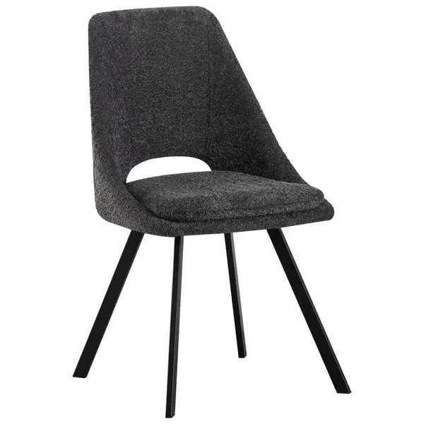 Scaun din lemn, metal, textil, gri închis
