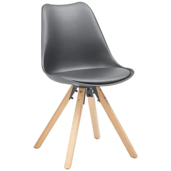 Scaun din lemn, plastic, textil, negru