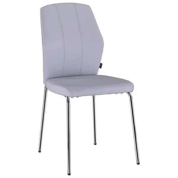 Scaun din metal, textil, culoare crom, gri deschis