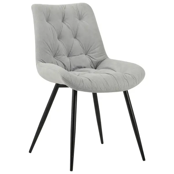Scaun din metal, textil, gri deschis