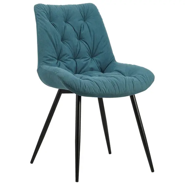 Scaun din metal, textil, negru, albastru închis