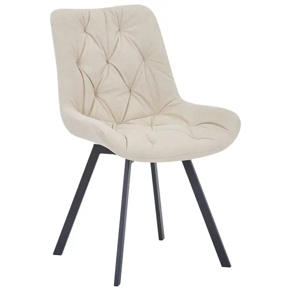 Scaun din metal, textil, negru, bej