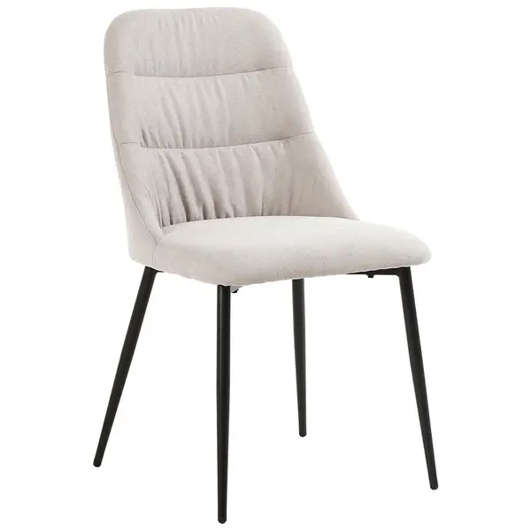 Scaun din metal, textil, negru, bej