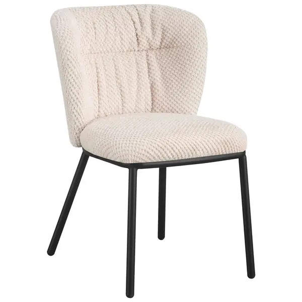 Scaun din metal, textil, negru, bej