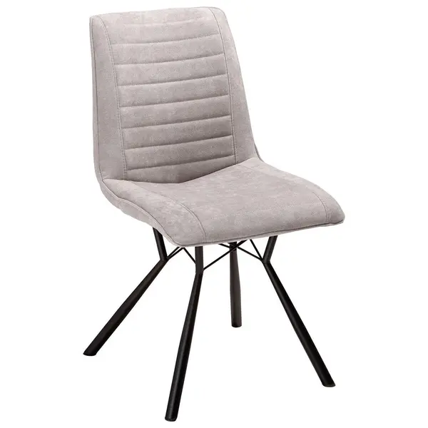 Scaun din metal, textil, negru, gri deschis