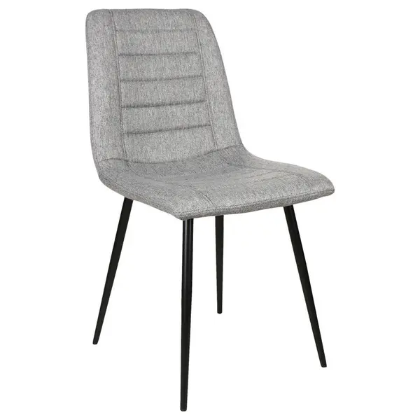 Scaun din metal, textil, negru, gri deschis