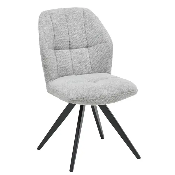 Scaun din metal, textil, negru, gri deschis