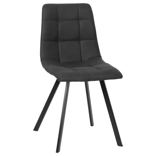 Scaun din metal, textil, negru, gri închis