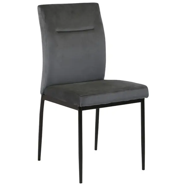Scaun din metal, textil, negru, gri închis