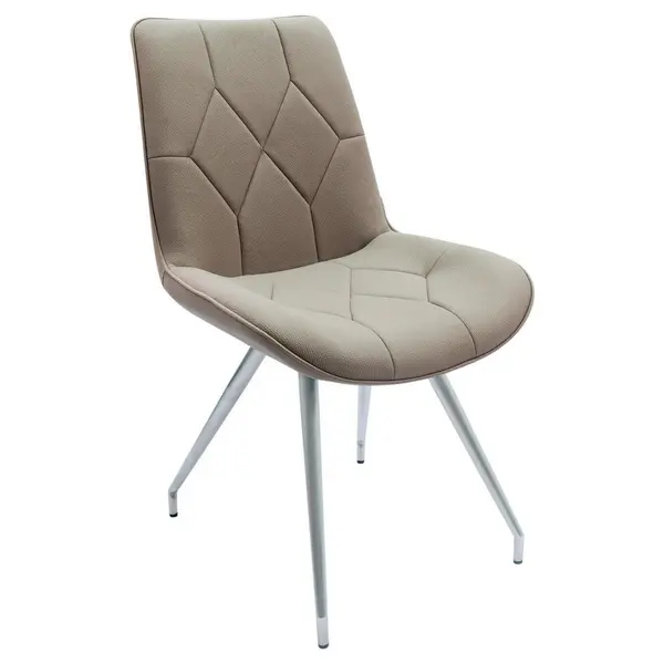 Scaun din metal, textil, taupe, culoare inox