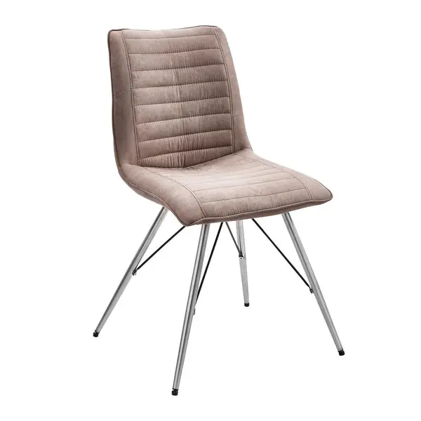 Scaun din metal, textil, taupe, culoare inox