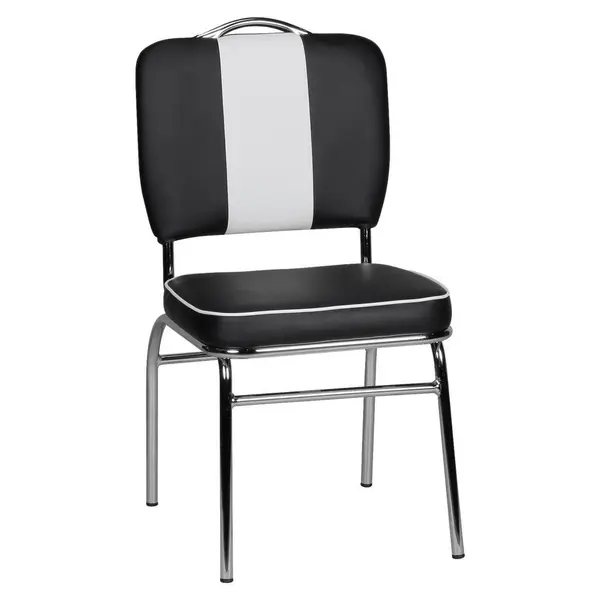 Scaun din plastic, alb, negru