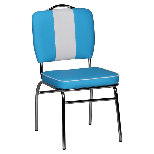 Scaun din plastic, albastru, alb