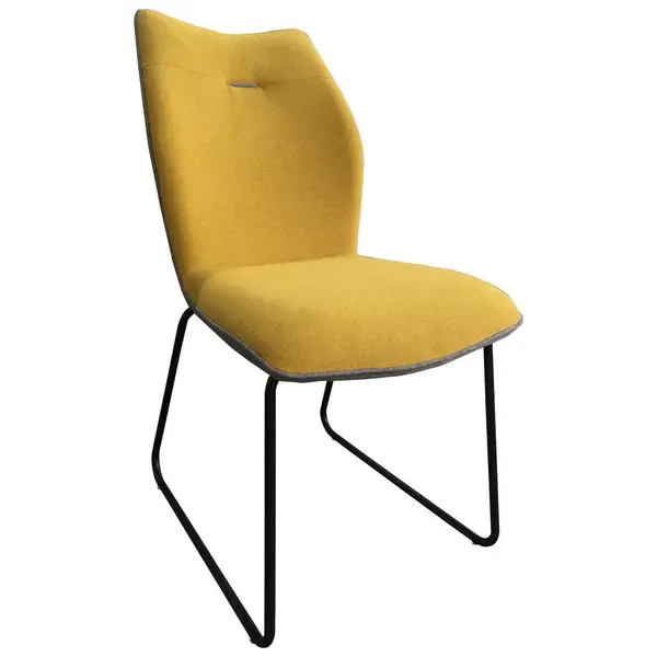 Scaun din textil, galben, gri